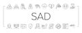 sad mood emotion face icons set vector Royalty Free Stock Photo