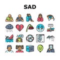 sad mood emotion face icons set vector Royalty Free Stock Photo