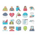 sad mood emotion face icons set vector Royalty Free Stock Photo