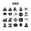 sad mood emotion face icons set vector Royalty Free Stock Photo