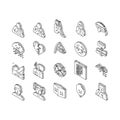 sad mood emotion face isometric icons set vector Royalty Free Stock Photo