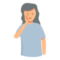 Sad mother toothache icon cartoon vector. Teeth caries injury