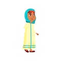 sad muslim girl kid dreaming about new doll in toy store cartoon vector