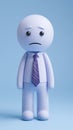 Upset Cartoon Character with Tie on a Blue Background Feeling Sad Royalty Free Stock Photo