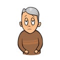 Sad old man. Unhappy grandfather. Flat vector illustration. Isolated on white background. Royalty Free Stock Photo