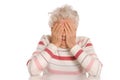 Sad Old Women with her hands to her face is dismay Royalty Free Stock Photo