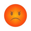 Sad orange emoji. Angry face icon. Gradient circular design. Vector expression symbol.