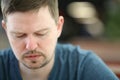 Sad and Overwhelmed Bearded Man Close-up Portrait