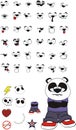 Sad panda bear kid cartoon expressions set