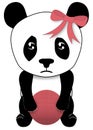 Sad Panda with Dodgeball Illustration Isolated on White with Clipping Path Royalty Free Stock Photo