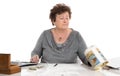 Sad pensioner woman have money problems - poverty in the age. Royalty Free Stock Photo