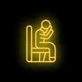 Sad person depression icon neon vector