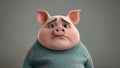 Sad Pig in a Sweater. A Portrait of Disappointment and Melancholy Expression. Royalty Free Stock Photo