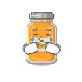 Sad of pineapple jam cartoon mascot style Royalty Free Stock Photo