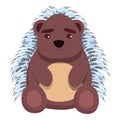 Sad porcupine icon, cartoon style