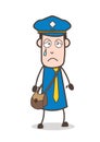 Sad, Postman with Sweat on Face Vector