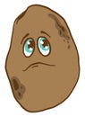 Sad potato with blue eyes, illustration, vector Royalty Free Stock Photo