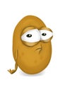 Sad potato, disappointed vegetable cartoon character with unhappy eyes