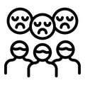 Sad poverty people icon outline vector. Poor family