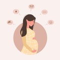 Sad pregnant woman doubts. Anxious girl has many questions. Young mother needs psychological help. Family support and