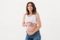 Sad pregnant woman with painful feelings Royalty Free Stock Photo