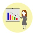Business Graphic Down Presentation By Girl With Sad Face Illustration Vector Royalty Free Stock Photo