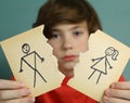 Sad preteen boy unhappy about parents divorce Royalty Free Stock Photo