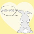 Sad rabbit broken heart with bye slogan vector illustration