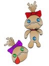 A sad rag doll with a bow on his head Royalty Free Stock Photo