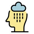 Sad rain in head icon color outline vector Royalty Free Stock Photo
