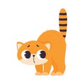 Sad Red Kitten, Cute Adorable Pet Baby Animal Cartoon Vector Illustration Royalty Free Stock Photo