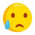 Sad but Relieved Emoji Icon Illustration. Disappointed Vector Symbol Emoticon Design Doodle Vector.