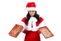 Sad Santa Claus with opened gift box Royalty Free Stock Photo