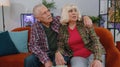 Sad senior family couple grandparents, Illness, anxiety, depressed, feeling bad annoyed, problems Royalty Free Stock Photo
