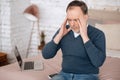 Sad senior man having bad headache Royalty Free Stock Photo