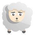 Sad sheep icon, cartoon style