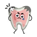 Sad sick tooth cartoon character Royalty Free Stock Photo