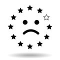 Sad smiley face, made of the European Union flag. Representation of a unhappy face from eu stars with one missing star Royalty Free Stock Photo