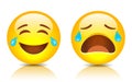 Sad and smiling emoji, vector cartoon Royalty Free Stock Photo