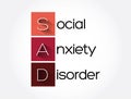 SAD - Social Anxiety Disorder acronym, concept background Royalty Free Stock Photo