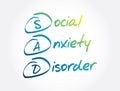 SAD - Social Anxiety Disorder acronym, concept background Royalty Free Stock Photo