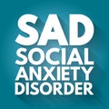 SAD - Social Anxiety Disorder acronym, concept background Royalty Free Stock Photo