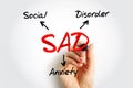 SAD - Social Anxiety Disorder acronym, concept background Royalty Free Stock Photo