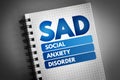 SAD - Social Anxiety Disorder acronym Royalty Free Stock Photo