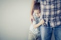 Sad son hugging his dad Royalty Free Stock Photo