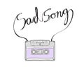 Sad song Compact Cassette or Musicassette hand drawn , cassette