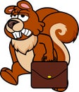 Sad squirrel holding a suitcase vector cartoon Royalty Free Stock Photo