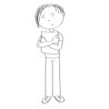 Sad and stressed teenage student standing and holding a list of paper - original hand drawn illustration Royalty Free Stock Photo