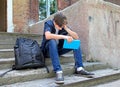 Sad Student with the Book Royalty Free Stock Photo