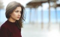 Sad Teen Girl on the Beach Royalty Free Stock Photo